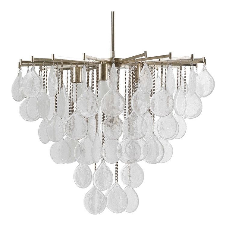 Uttermost Goccia Tear Drop Seeded Glass with Silver Leaf Accents 6 Light Pendant - Image 3