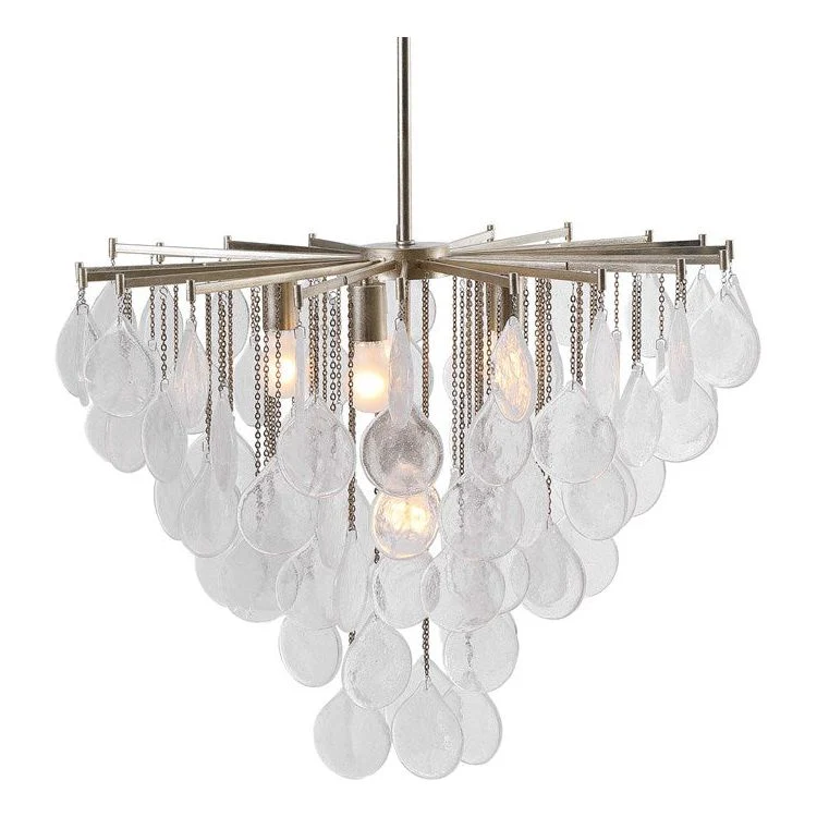 Uttermost Goccia Tear Drop Seeded Glass with Silver Leaf Accents 6 Light Pendant - Image 4