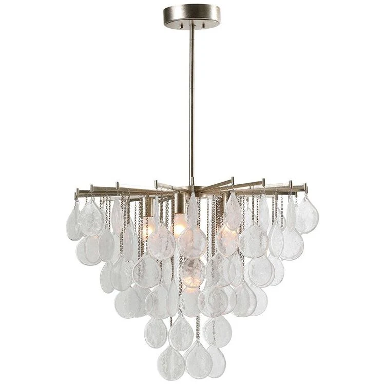 Uttermost Goccia Tear Drop Seeded Glass with Silver Leaf Accents 6 Light Pendant - Image 5