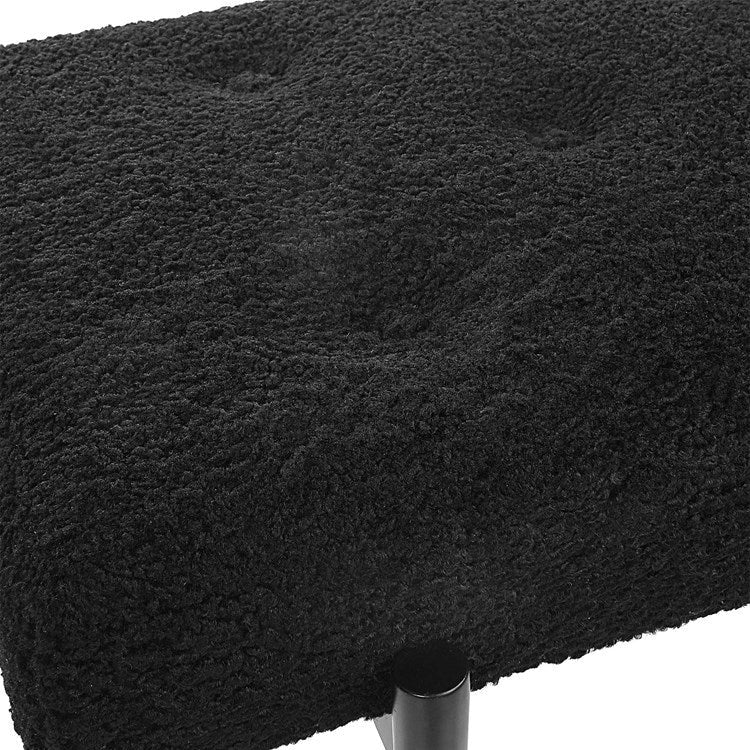 Uttermost Olivier Black Faux Shearling Seat Modern Steel Bench - Image 6
