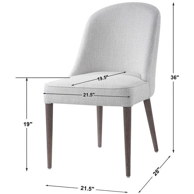 Uttermost Brie Off-White Textured Performance Fabric Modern Dining Chairs Set of 2 - Image 6