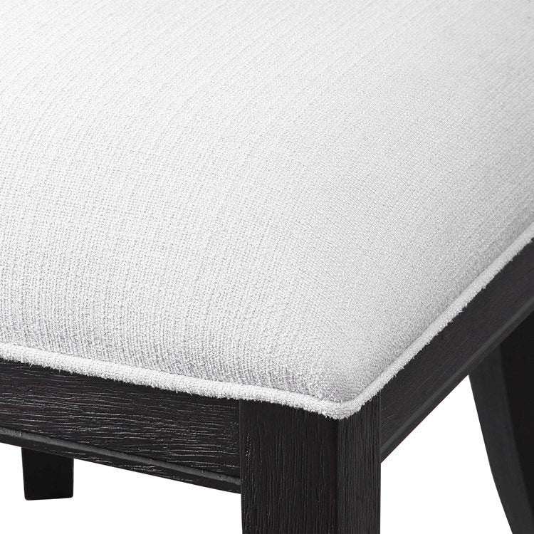 Uttermost Idris White Slubbed Performance Fabric Charcoal Black Wood Modern Dining Chair - Image 5