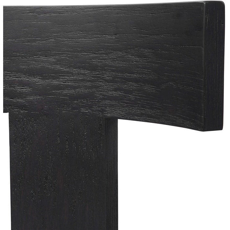 Uttermost Idris White Slubbed Performance Fabric Charcoal Black Wood Modern Dining Chair - Image 6