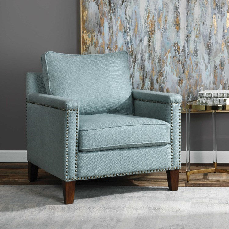 Uttermost Charlotta Sea Mist Woven Fabric Club Chair