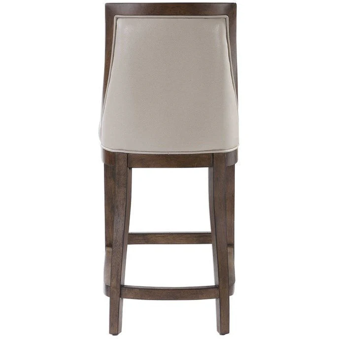 Uttermost Purcell Cappuccino Pebbled Faux Leather Counter Stool With Walnut Wood Frame - Image 6