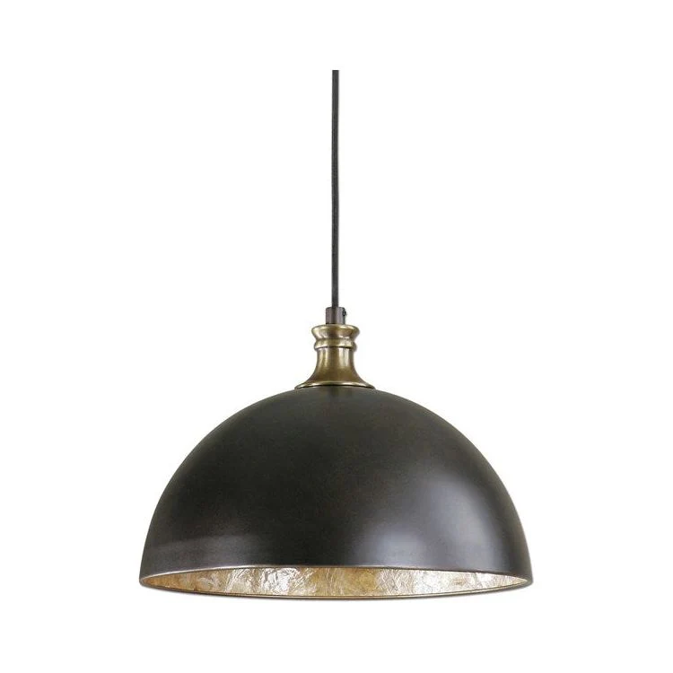 Uttermost Placuna Pacific Bronze Metal Dome With Antique Brass Accents Pendant Light - Image 2
