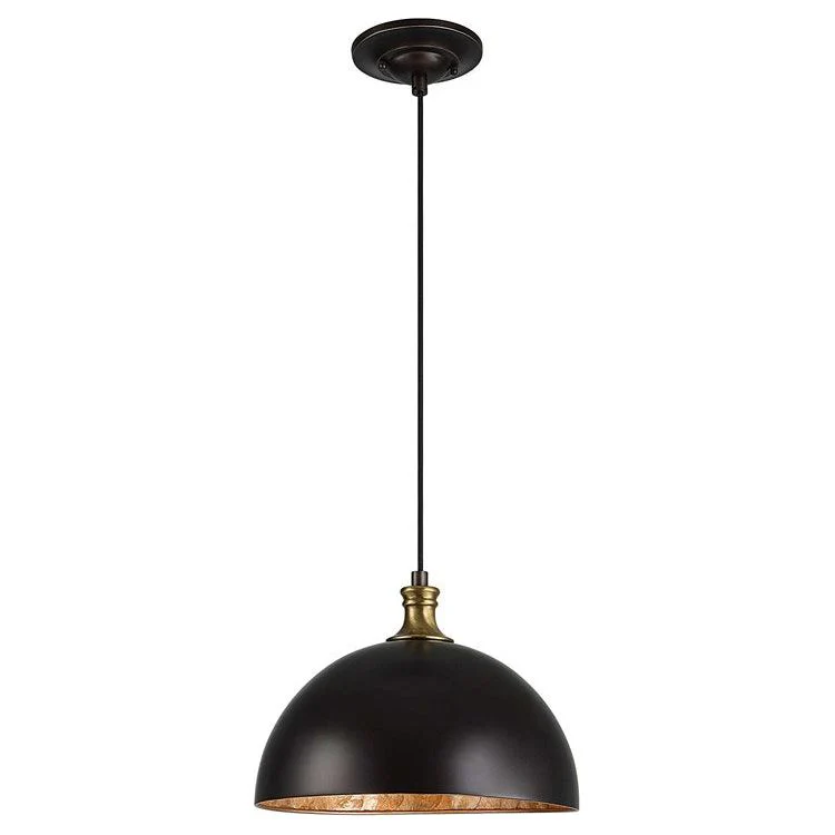 Uttermost Placuna Pacific Bronze Metal Dome With Antique Brass Accents Pendant Light - Image 4