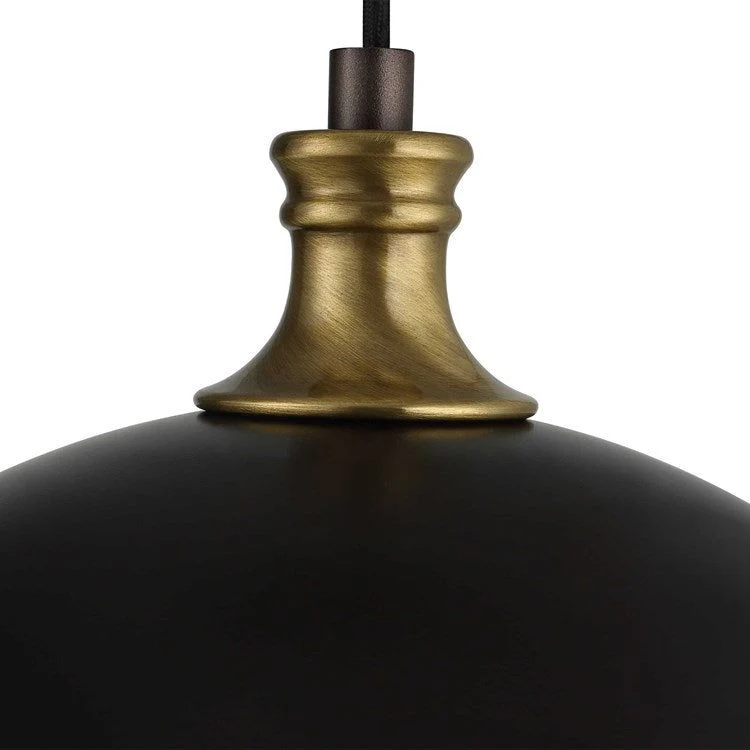 Uttermost Placuna Pacific Bronze Metal Dome With Antique Brass Accents Pendant Light - Image 5