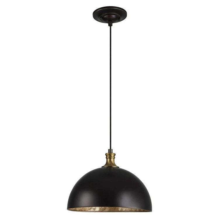Uttermost Placuna Pacific Bronze Metal Dome With Antique Brass Accents Pendant Light - Image 7