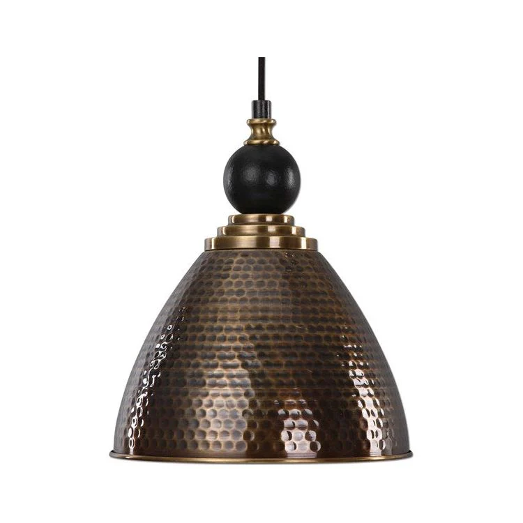 Uttermost Adastra Hammered Antique Brass Metal Shade Pendant Light
