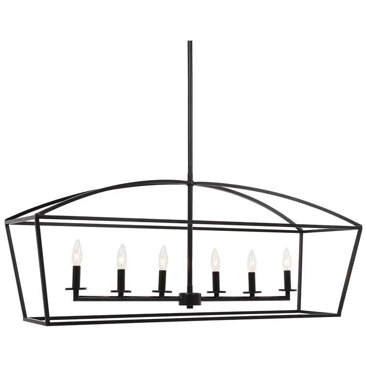 Uttermost Clayton Weathered Bronze Open Frame 6 Light Linear Chandelier