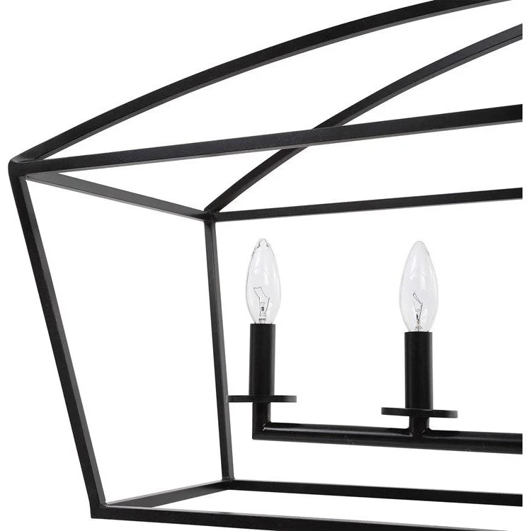Uttermost Clayton Weathered Bronze Open Frame 6 Light Linear Chandelier - Image 3
