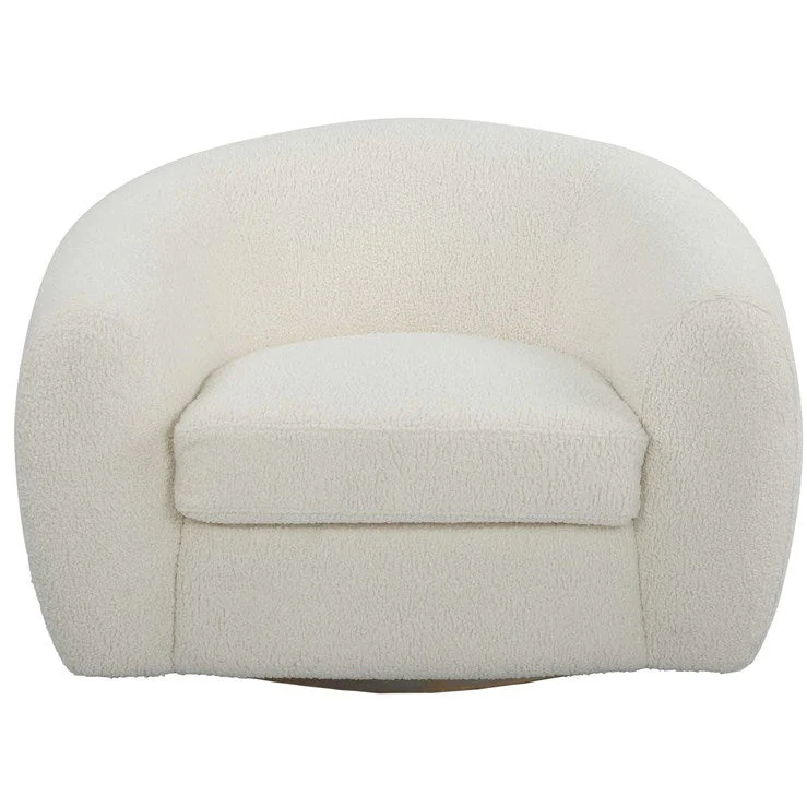 Uttermost Capra Luxe Off-White Faux Shearling Curved Swivel Chair - Image 2