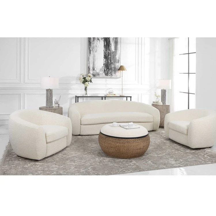 Uttermost Capra Luxe Off-White Faux Shearling Curved Swivel Chair - Image 8