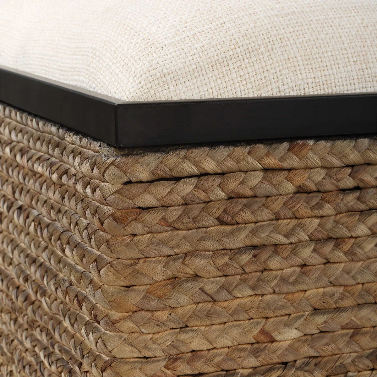 Uttermost Island Beige Performance Fabric Coastal Style Square Accent Stool - Image 7
