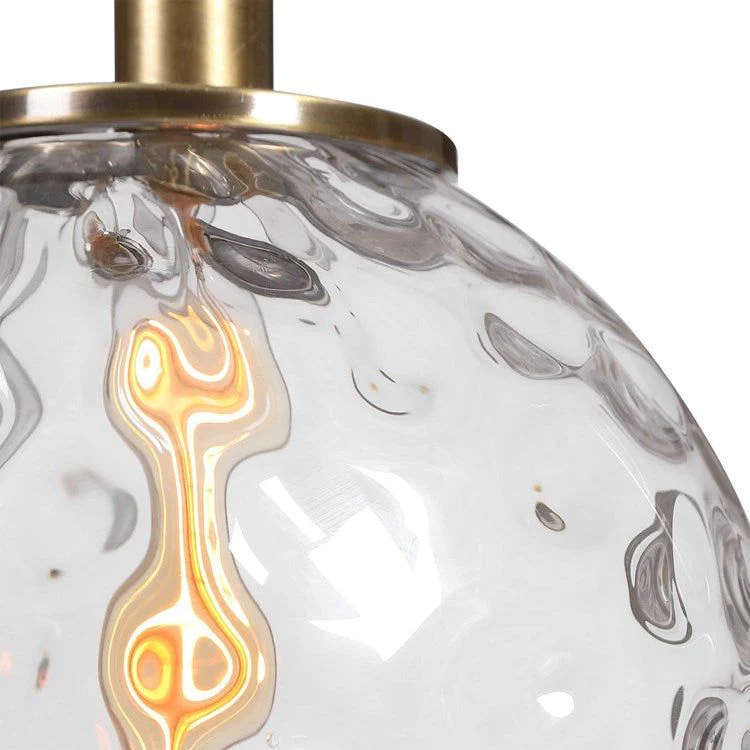 Uttermost Mimas Watered Glass Sphere with Antique Brass Accents Pendant Light - Image 6