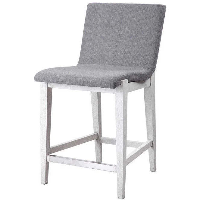 Uttermost Brazos Charcoal Linen Performance Fabric Counter Stool Aged White Wood Frame - Image 2