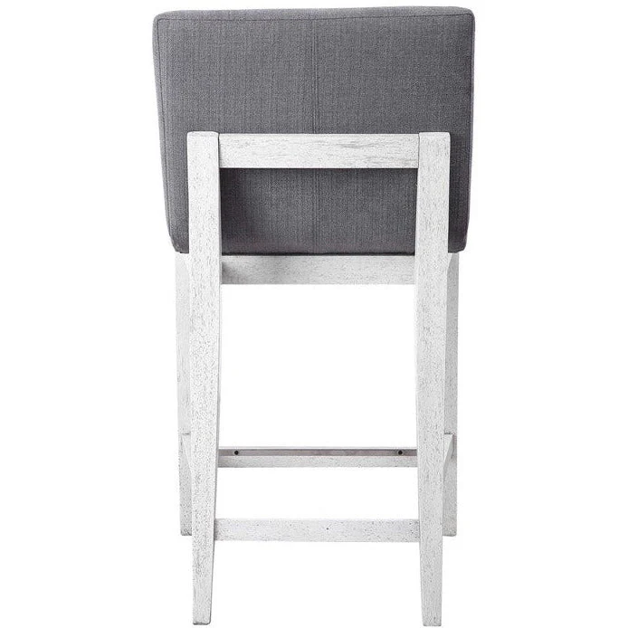 Uttermost Brazos Charcoal Linen Performance Fabric Counter Stool Aged White Wood Frame - Image 5