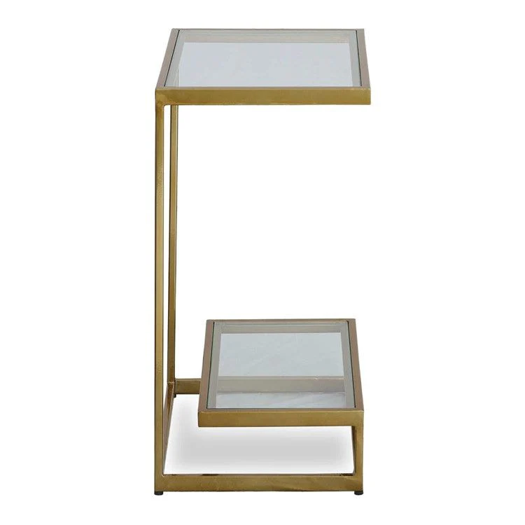 Uttermost Musing Glass Top With Brushed Brass Base Accent Table - Image 4