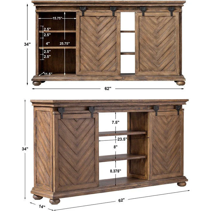 Uttermost Primalia Rustic Modern Wood Media Console - Image 9