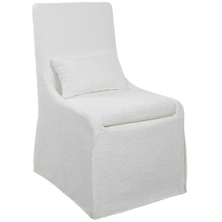 Uttermost Coley White Linen Performance Fabric Slipcovered Armless Chair With Pillow - Image 2
