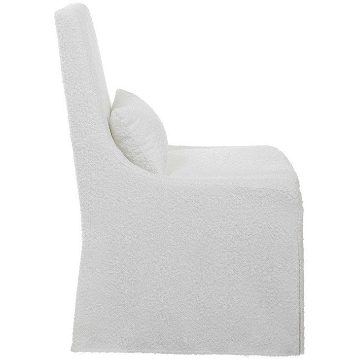 Uttermost Coley White Linen Performance Fabric Slipcovered Armless Chair With Pillow - Image 5