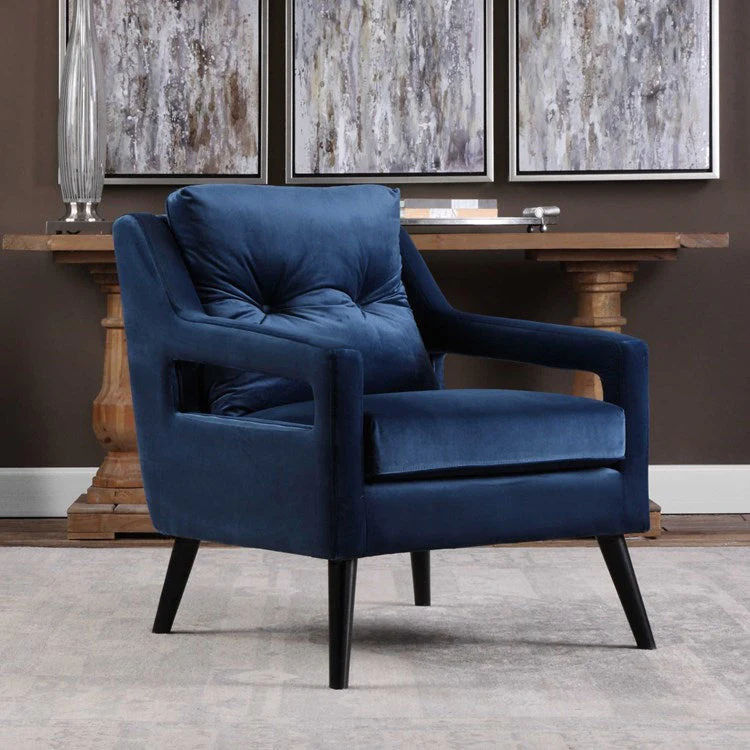Uttermost O’Brian Ink Blue Velvet Contemporary Armchair - Image 3