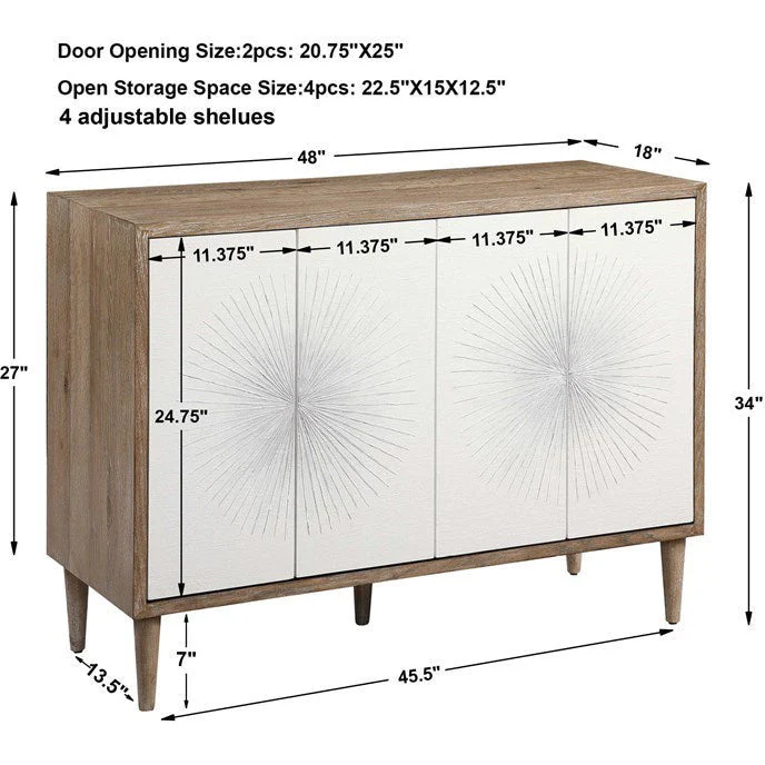 Uttermost Dani White Modern 4 Door Cabinet - Image 8