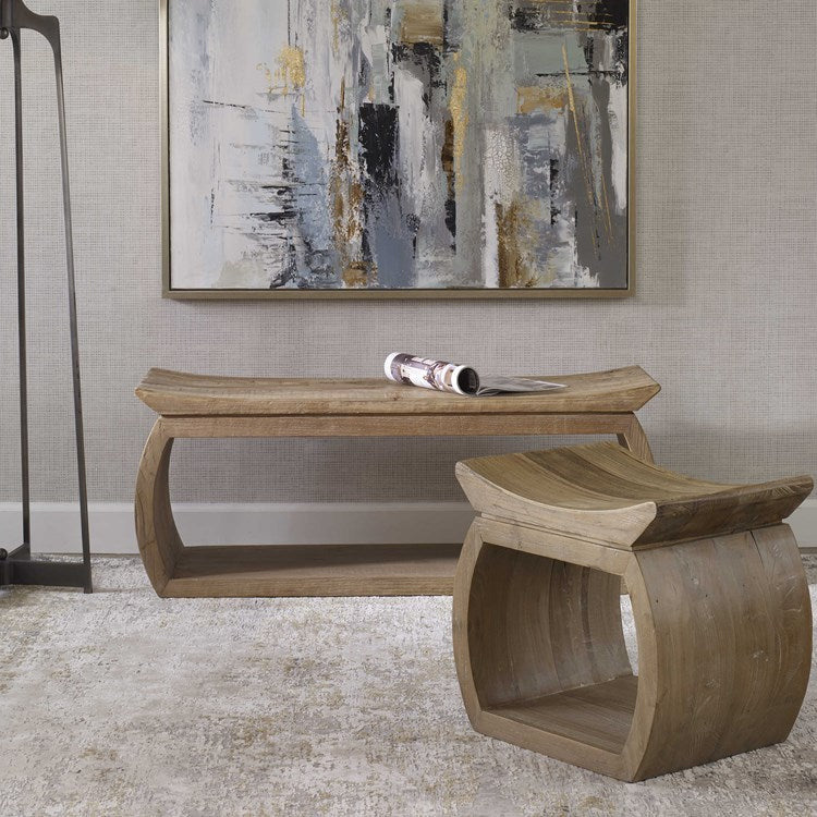Uttermost Connor Reclaimed Wood Rustic Modern Accent Stool - Image 3