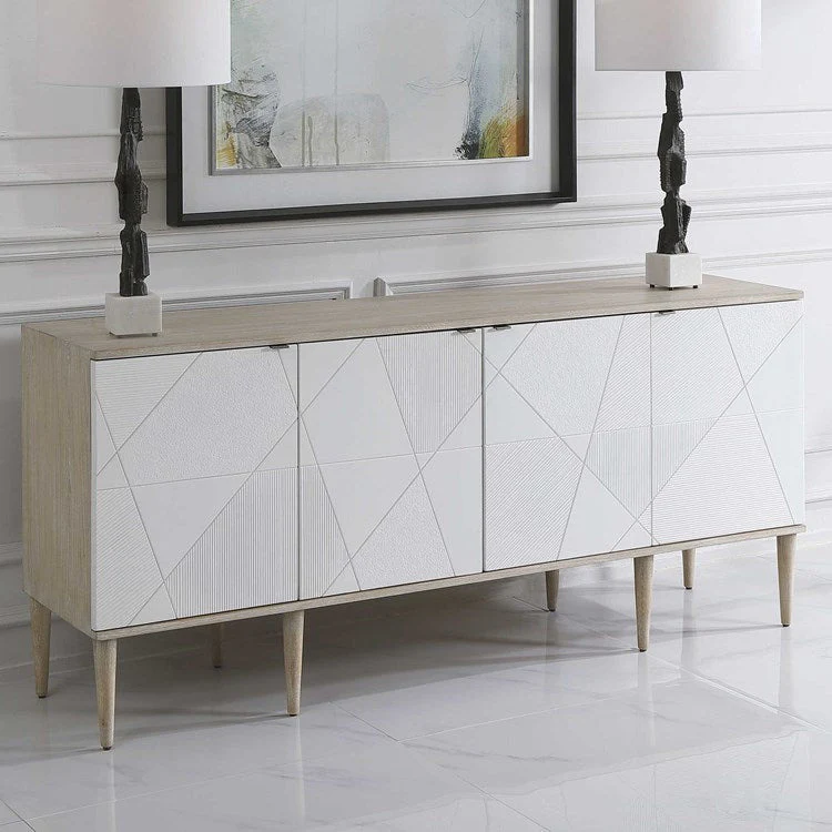 Uttermost Tightrope White Modern 4 Door Cabinet - Image 3