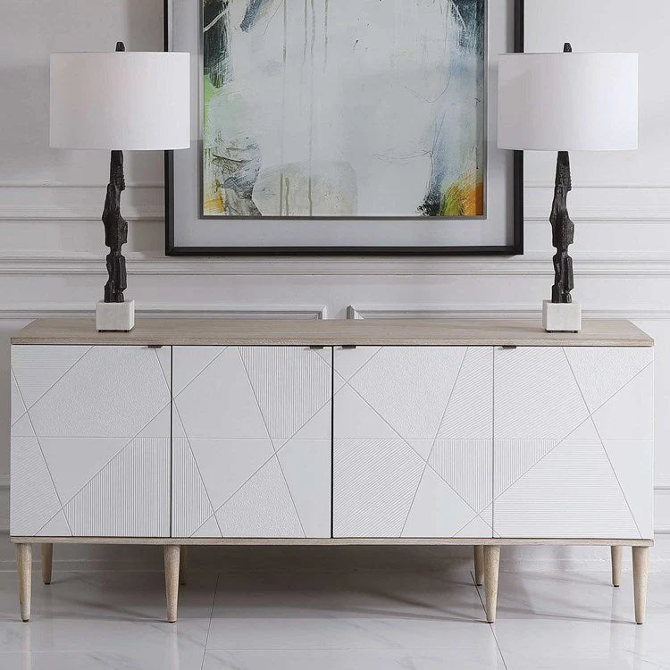 Uttermost Tightrope White Modern 4 Door Cabinet - Image 4