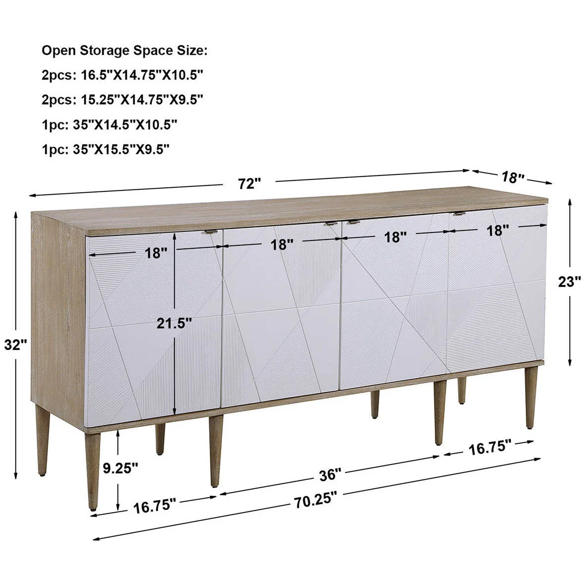 Uttermost Tightrope White Modern 4 Door Cabinet - Image 9