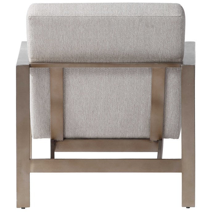 Uttermost Wills Oatmeal Woven Performance Fabric Antiqued Brass Accent Chair - Image 6