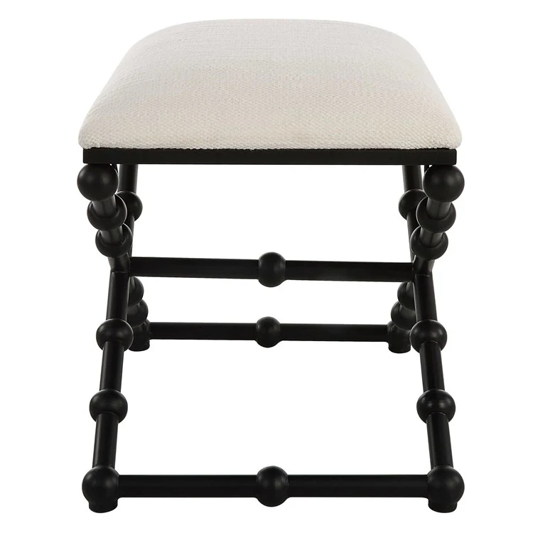 Uttermost Iron Drops Textured White Performance Fabric Seat Modern Black Iron Small Bench - Image 6
