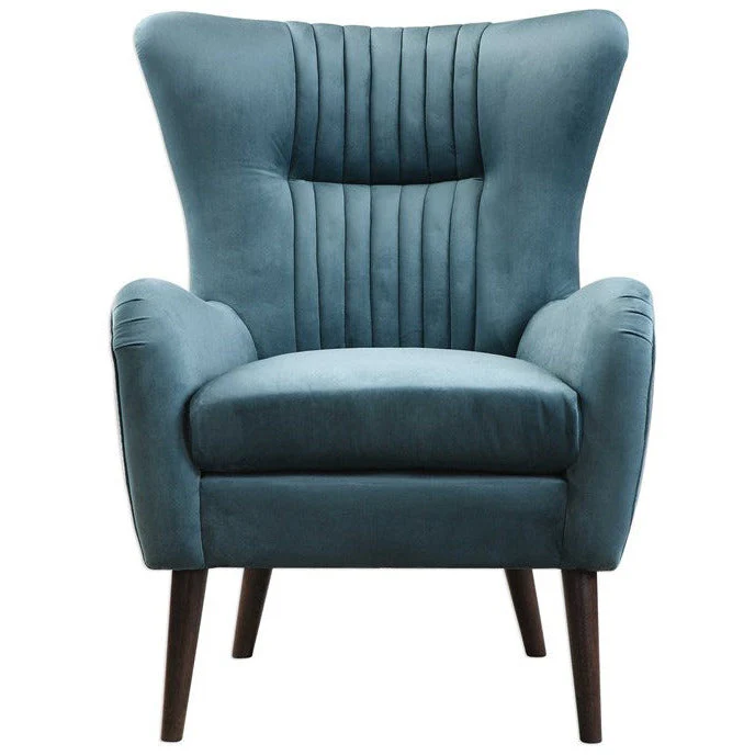 Uttermost Dax Channel Tufted Blue Velvet Accent Chair - Image 2