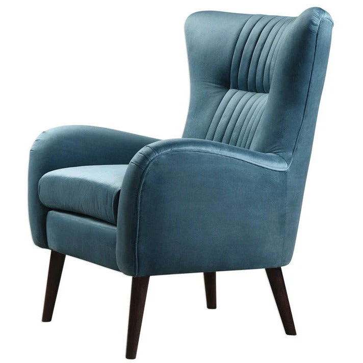Uttermost Dax Channel Tufted Blue Velvet Accent Chair - Image 5