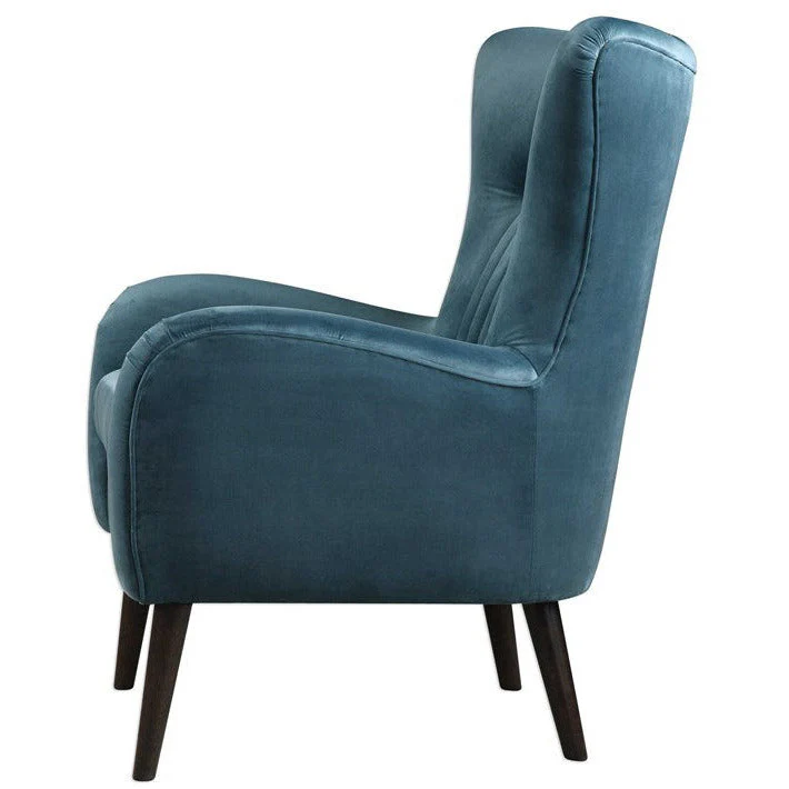 Uttermost Dax Channel Tufted Blue Velvet Accent Chair - Image 6