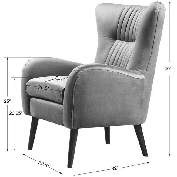 Uttermost Dax Channel Tufted Blue Velvet Accent Chair - Image 8