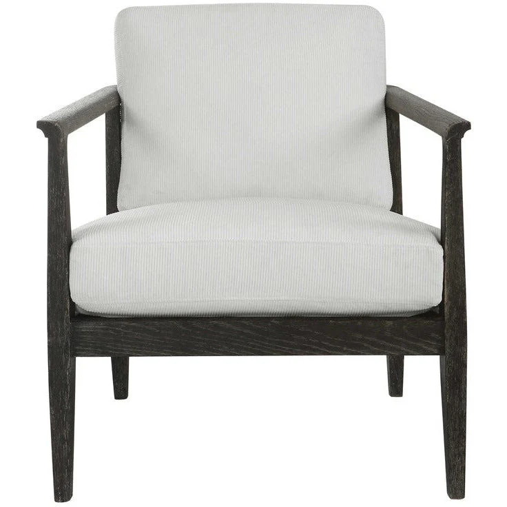 Uttermost Brunei White Fabric Dark Expresso Wood Modern Accent Chair - Image 2
