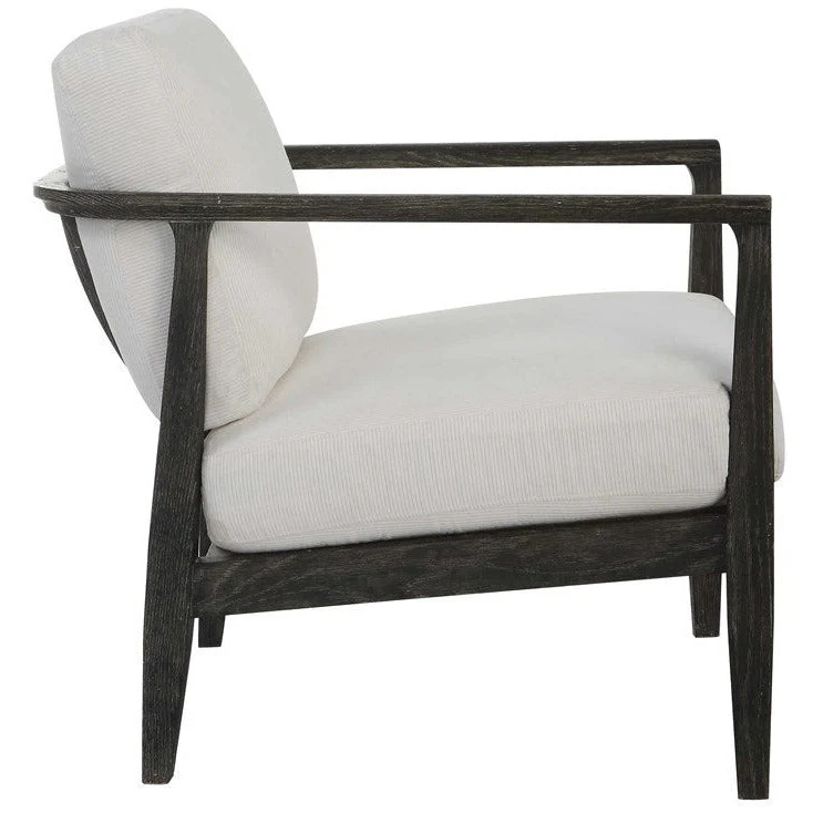 Uttermost Brunei White Fabric Dark Expresso Wood Modern Accent Chair - Image 5