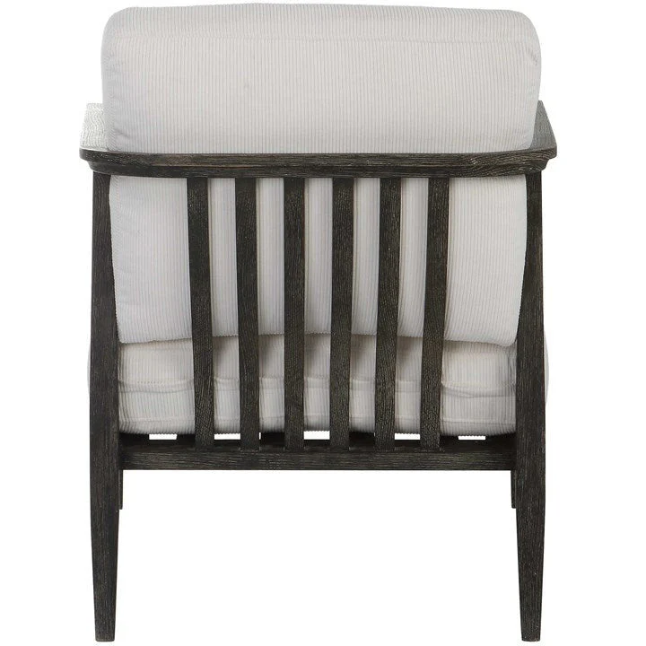 Uttermost Brunei White Fabric Dark Expresso Wood Modern Accent Chair - Image 7