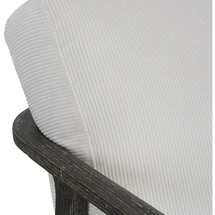 Uttermost Brunei White Fabric Dark Expresso Wood Modern Accent Chair - Image 8