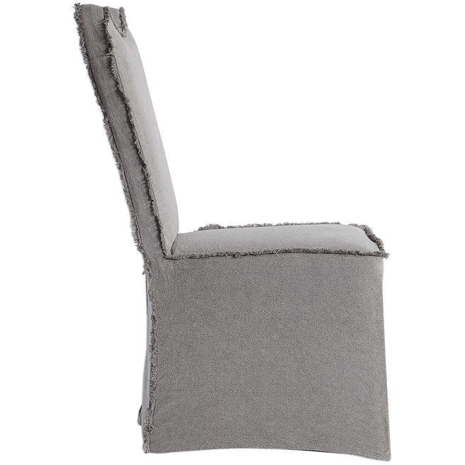 Uttermost Narissa Stonewashed Gray Linen Slipcover Dining Chairs Set of 2 - Image 5