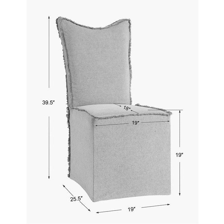Uttermost Narissa Stonewashed Gray Linen Slipcover Dining Chairs Set of 2 - Image 8