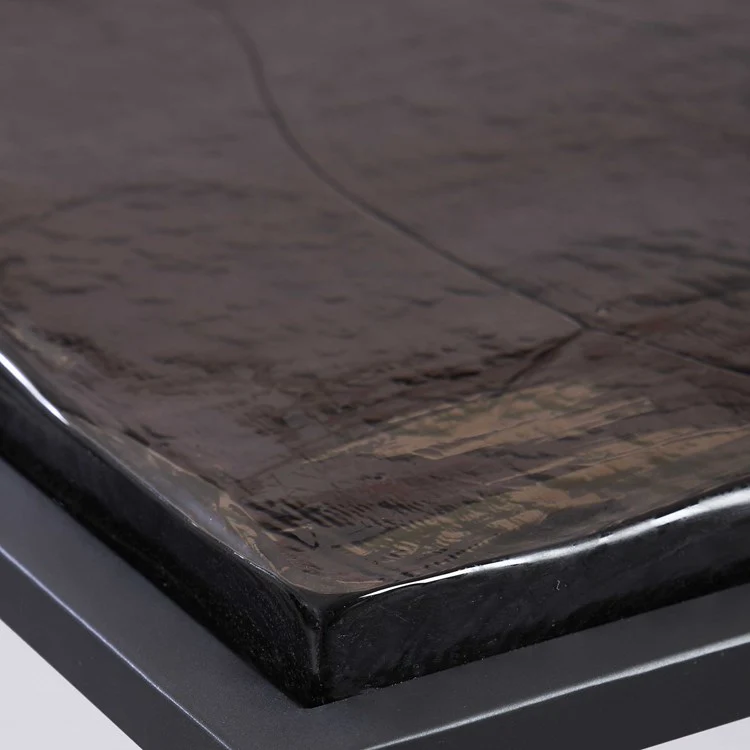 Uttermost Wavelet Textured Charcoal Glass With Matte Black Iron Accent Side Table - Image 4