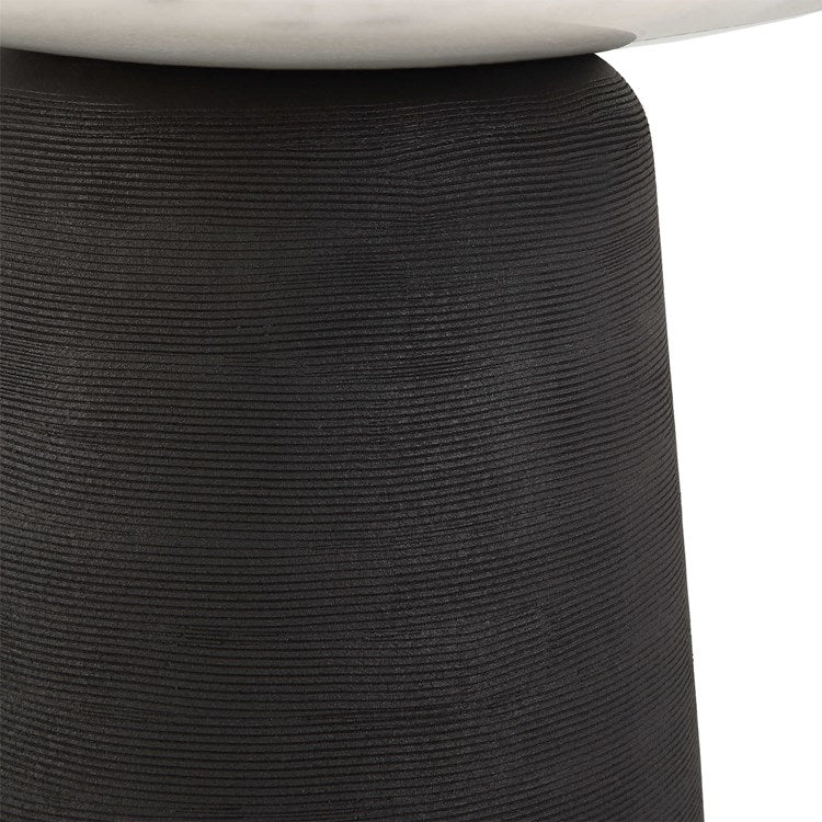 Uttermost Total Eclipse White Marble Top With Matte Black Base Modern Round Accent Table - Image 4