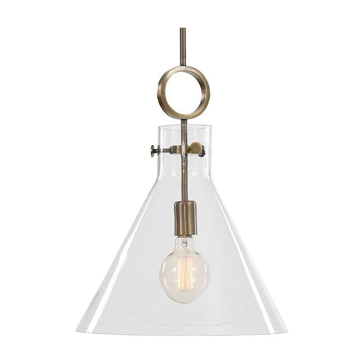 Uttermost Imbuto Funnel Shape Glass with Aged Brass Finish Pendant Light - Image 3