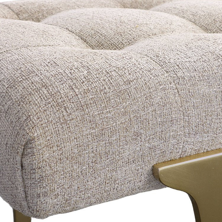 Uttermost Imperial Gray Woven Tufted Upholstered Seat Champagne Iron Bench - Image 3