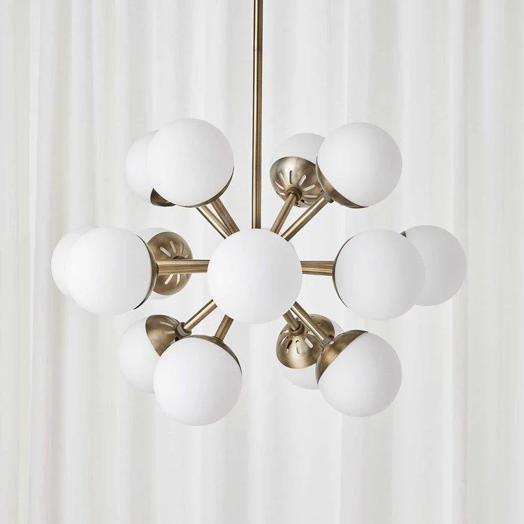 Uttermost Droplet Matte White Opal Globes With Antique Brass Finish 16 Light Chandelier - Image 3