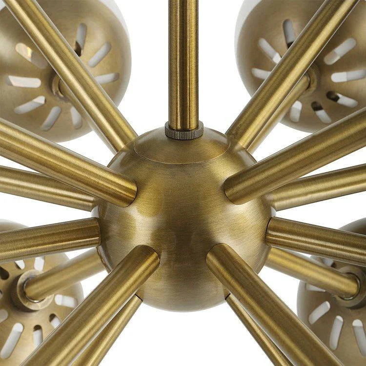Uttermost Droplet Matte White Opal Globes With Antique Brass Finish 16 Light Chandelier - Image 4